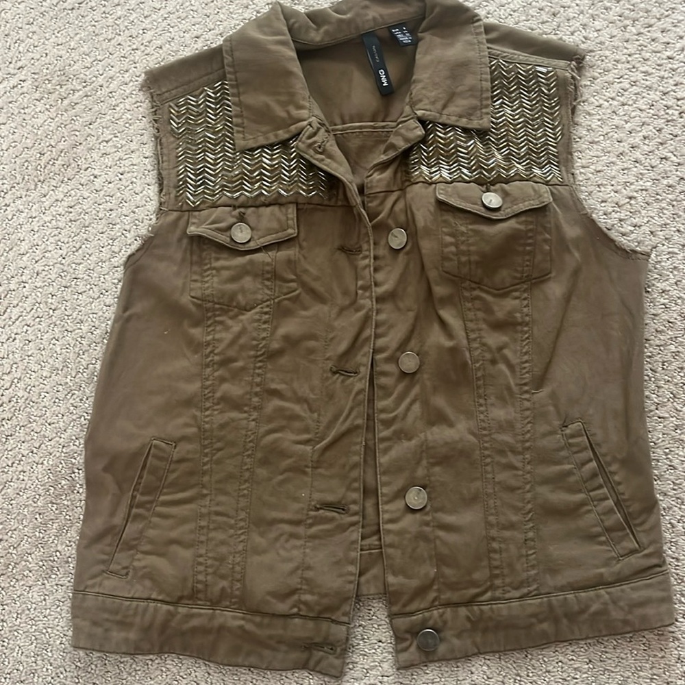 Green denim vest